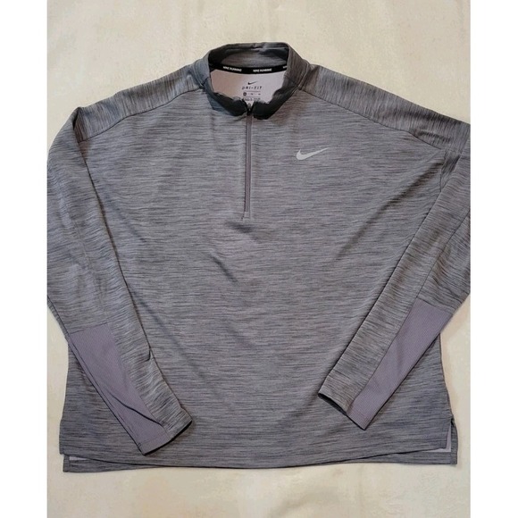 Nike Other - NIKE RUNNING DRI FIT MENS GRAY STRIPED LONG SLEEVE 1/4 ZIP SHIRT SIZE XL